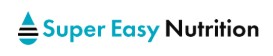 Super Easy Nutrition Logo with words and droplet; teal and black lettering